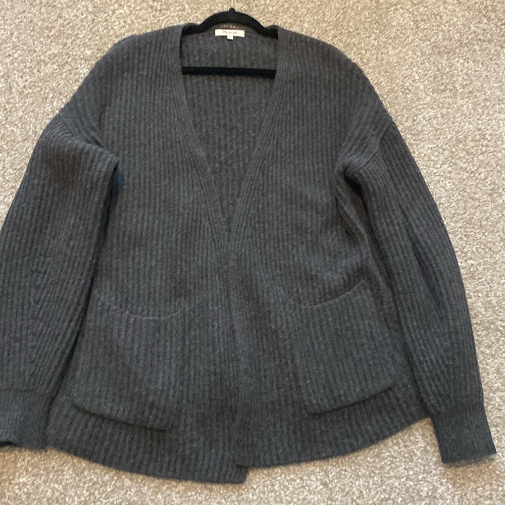 Madewell Open Front Ribbed Wool Blend Cardigan - Size M